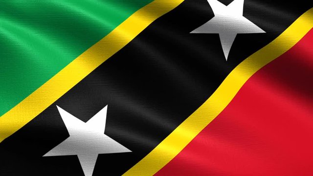 Realistic flag of Saint Kitts and Nevis, Seamless looping with highly detailed fabric texture, 4k resolution
