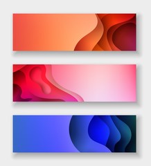 horizontal abstract color 3d paper art illustration set. Contrast colors. Vector design layout for banners presentations, flyers, posters and invitations. Eps10.
