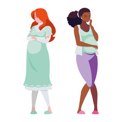 interracial couple of pregnancy women characters