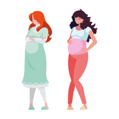 couple of beautiful pregnancy women characters