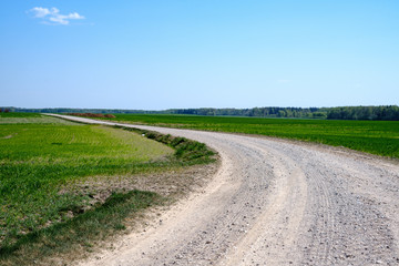 Fototapeta na wymiar beautiful gravel road in countryside