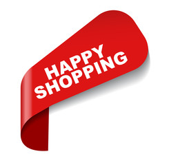 red vector banner happy shopping