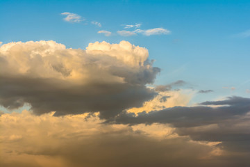 blue sky with orange clouds, nature abstract background