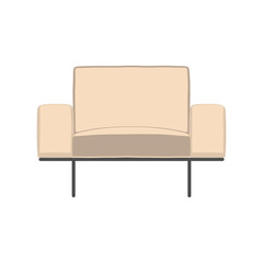 Loft armchair front view isolated on white vector illustration