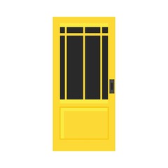 Obraz na płótnie Canvas Door exterior decoration security entrance vector flat icon. House yellow doorway