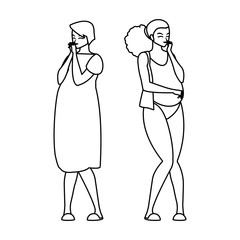 couple of beautiful pregnancy women characters