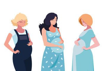 group of beautiful pregnancy women characters