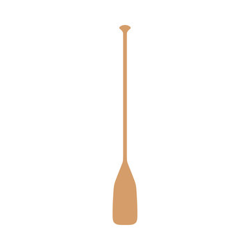 Canoe boat paddle kayak vector art flat icon. Simple wooden silhouette oar rowing isolated