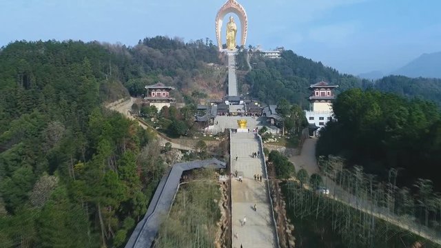 Jiangxi: China Donglin Buddha is the world's first high Amitabha like. Located in the famous Mount Lu in china. (aerial photography)