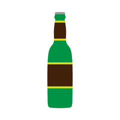 Beer bottle green vector symbol glass. Food alcohol flat icon front view