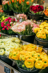 Beautiful bouquets at flower market