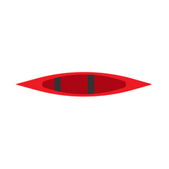 Canoe red activity tourism kayak top view vector. Extreme sports transport river adventure icon