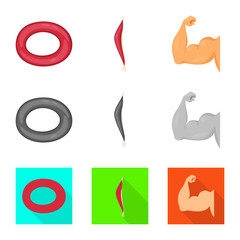 Isolated object of fiber and muscular sign. Set of fiber and body  vector icon for stock.