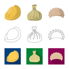 Vector design of products  and cooking logo. Collection of products  and appetizer stock symbol for web.