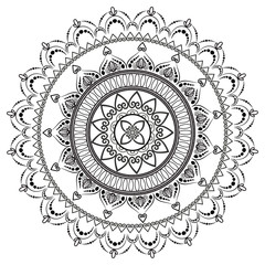 Circular pattern in form of mandala for henna. Mehndi.