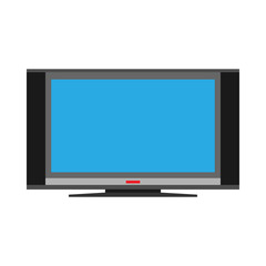 Plasma TV equipment electronic entertainment vector icon front view. Television flat smart screen interior