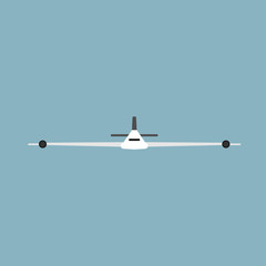 Plane front view transportation travel vector icon. Sky jet aviation illustration vehicle