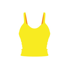 Camisole yellow graphic jacket vector icon. Mama flat dress pretty body front view