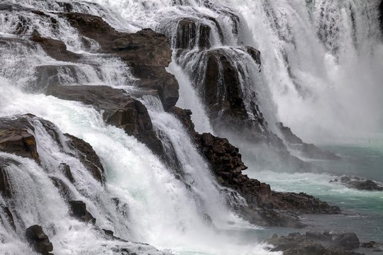 Waterfall, Gullfoss, detail, tourist attractions, Golden Circle Route, Iceland, Europe