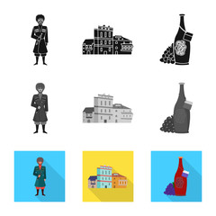 Isolated object of culture and sightseeing logo. Collection of culture and originality vector icon for stock.