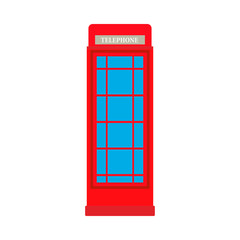 Phone booth red business telecommunication element vector icon. London public street box isolated white