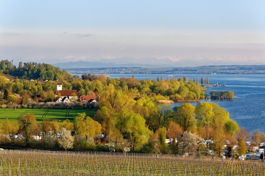 Church of St. Martin in Seefelden and Seefeld Achmundung, Lake Constance, Uhldingen-Muhlhofen, Lake Constance district, Swabia, Baden-Wurttemberg, Germany, Europe