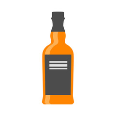 Wiskey bottle beverage liquid party symbol. Cognac glass object celebration vector icon alcohol.