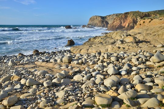 Stony coast at Capo Pecora, Buggerru, Sardinia, Italy, Europe