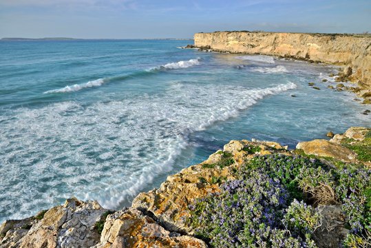 Rocky coast at Mari Ermi, Oristano, Sardinia, Italy, Europe