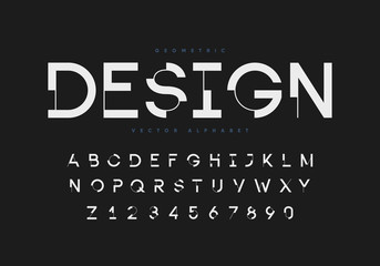 Fototapeta Futuristic geometric font with numbers. Eps10 vector. obraz