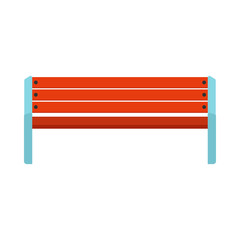 Urban bench outdoors architecture park vector icon. City wooden street environment landscape. Public object