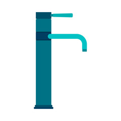Faucet side view symbol equipment water tap vector icon. Household blue bathroom sink pipe isolated illustration
