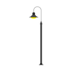 Street yellow light lamp city vector illumination post. Urban old exterior icon equipment highway