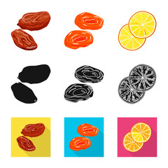 Vector illustration of food  and raw  icon. Collection of food  and nature   vector icon for stock.