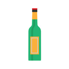 Beer bottle green vector symbol glass. Food alcohol flat icon front view