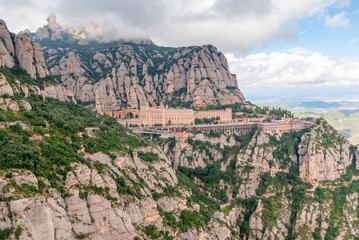 Fototapeta premium Santa Maria de Montserrat Abbey in Monistrol de Montserrat, Catalonia, Spain.