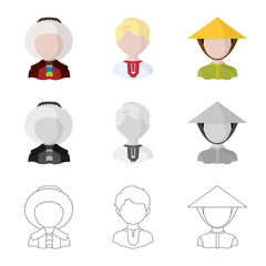 Vector illustration of imitator and resident logo. Set of imitator and culture stock vector illustration.