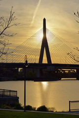 Fototapeta na wymiar Zakim Bridge at Sunrise in Boston, Massachusetts
