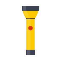 Flashlight yellow illustration vector bright light isolated. Electric beam icon equipment tool torch. Flat portable spot