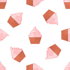 Seamless pattern icons. Bakery collection. Colored icon. In trendy flat style isolated on white background. Vector illustration.