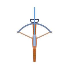 Crossbow weapon arrow vector icon isolated white illustration. Archery old medieval symbol knight top view