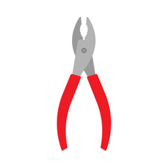 Diagonal pliers red wrench tools mechanic design vector icon. Manual carpenter power repair construction equipment