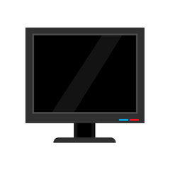 Monitor front view screen computer equipment vector icon. Electronic communication technology work office PC.
