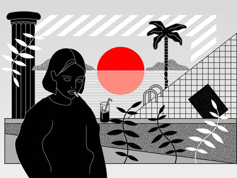 Femme au soleil couchant