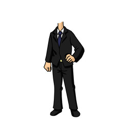Obraz na płótnie Canvas cartoon Thin business man wearing a black suit 