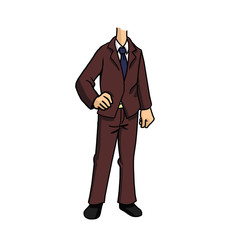 cartoon business man wearing a brown suit