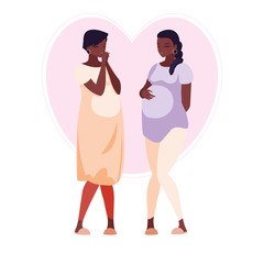 couple of afro pregnancy women in heart