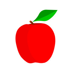 Apple red natural vegetarian vitamin symbol vector icon. Fruit raw plant food leaf. Orchard ripe flat ingredient shape