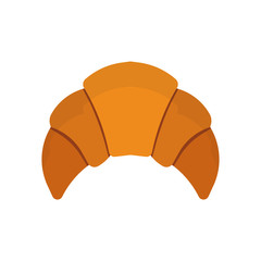 Croissant french top view meal brown cartoon bake bread above. Pastry crust vector icon lunch sweet symbol