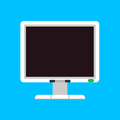 Monitor screen computer vector icon. Display electronic flat device equipment. Office business PC front view
